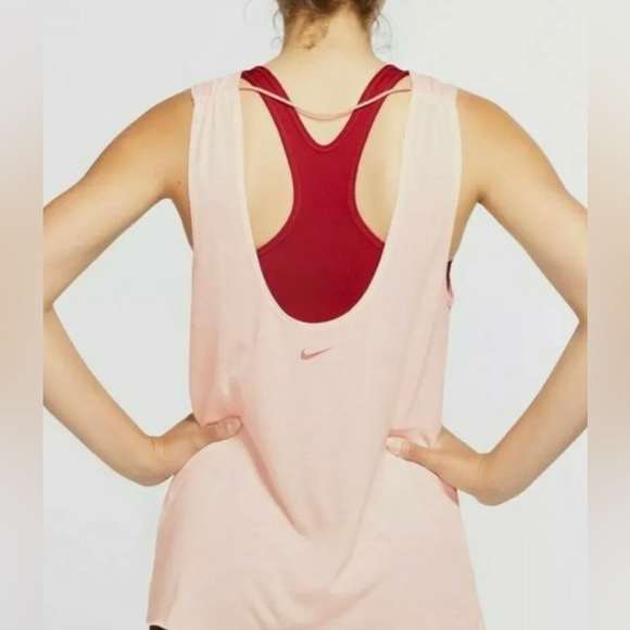 NWT NIKE S ECHO PINK MODERN MUSCLE DRI-FIT BUNGEE OPEN BACK WORKOUT TANK TOP - Picture 2 of 5